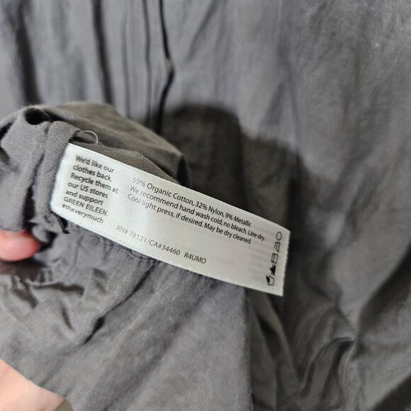 Eileen Fisher Lightweight Gray Crinkle Hooded Jacket Organic Cotton Blend L - Picture 5 of 12